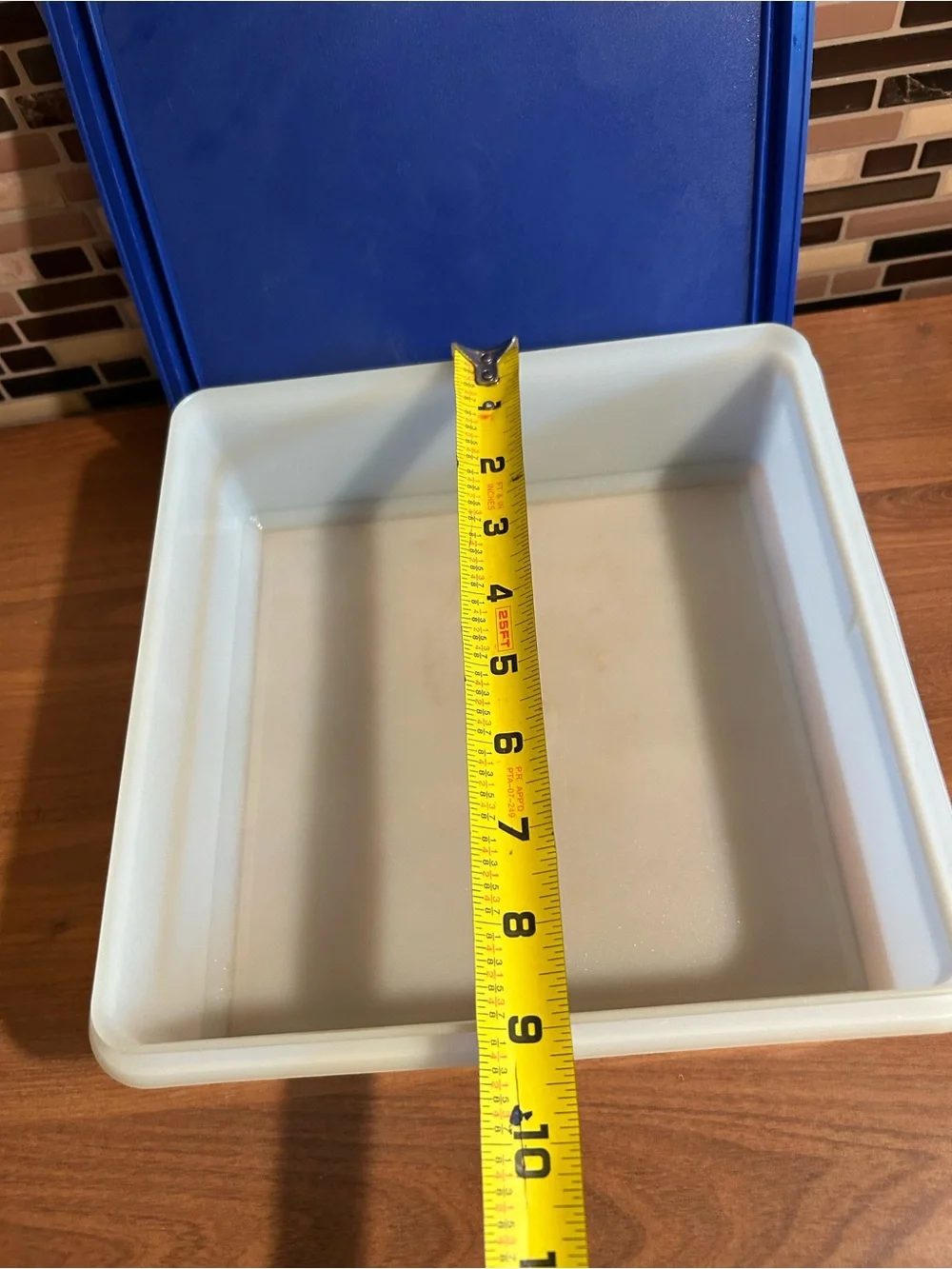 Tupperware Blue Lid White Base Square Food Storage Container